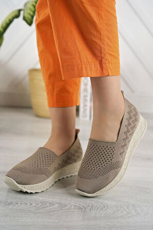 Nesil shoes Aky 055 Vizon Triko Yazlık Kadın Ayakkabı