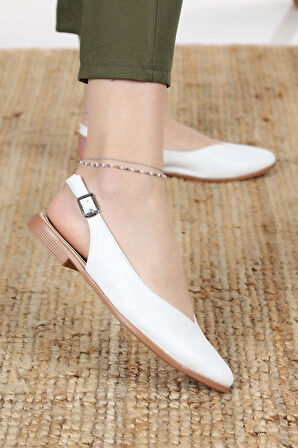 Kadın Misty Beyaz Arkası Acık Sivri Burun Günlük Babet