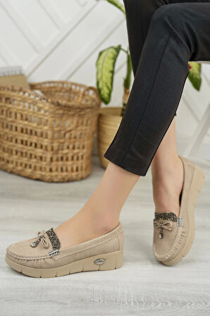 Nesil Shoes Nstar 400 Bej Kot Anatomik Günlük Kadın Ayakkabı