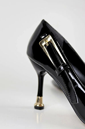 Kadın Fascino Siyah Rugan Stiletto Topuklu Ayakkabı
