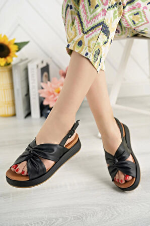 Nesil Shoes Aldi 223 Siyah Anatomik Kadın Sandalet