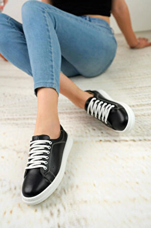 Nesil Shoes Syg P55 Siyah Hakiki Deri Kadın Ayakkabı