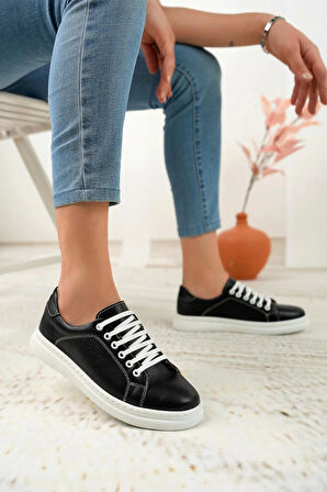 Nesil Shoes Syg P55 Siyah Hakiki Deri Kadın Ayakkabı