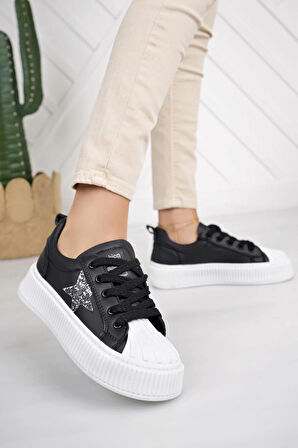 Nesil Shoes Dvm 7100 Siyah Beyaz Kadın Sneakers