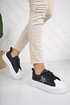 Nesil Shoes Dvm 7100 Siyah Beyaz Kadın Sneakers