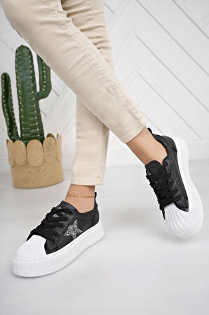 Nesil Shoes Dvm 7100 Siyah Beyaz Kadın Sneakers