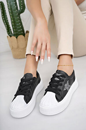 Nesil Shoes Dvm 7100 Siyah Beyaz Kadın Sneakers