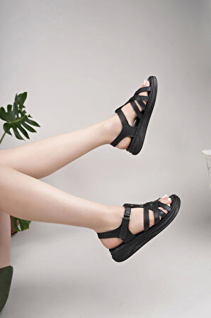 Nesil Shoes Bell 25159 Siyah Anatomik Kadın Sandalet