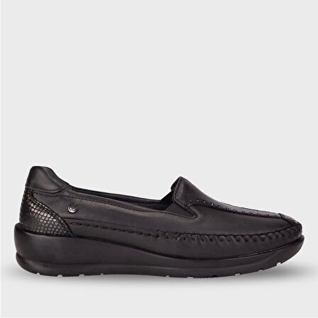 Forelli Lina 55022 Siyah Hakiki Deri Kadın Ayakkabı