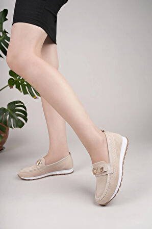 Nesil Shoes Wiss 0272 Bej Triko Örgü Kadın Ayakkabı