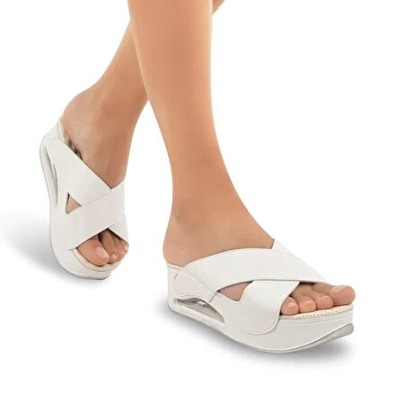 Muya Penelope 31210 Beyaz Airmax Dolgu Anatomik Kadın Terlik