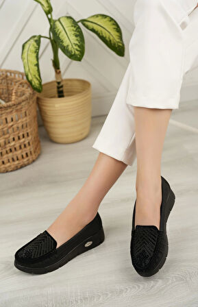 Nesil Shoes Nstar 405 Siyah Kot Anatomik Günlük Kadın Ayakkabı