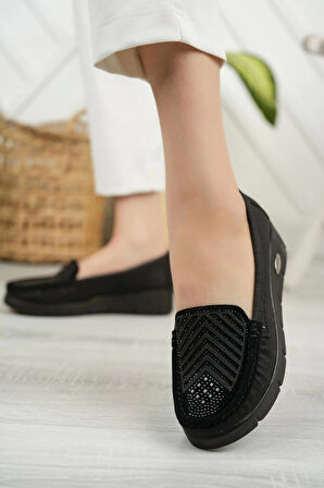 Nesil Shoes Nstar 405 Siyah Kot Anatomik Günlük Kadın Ayakkabı