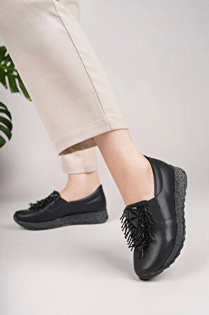 Nesil shoes Sdf 332 Siyah Kristal Taşlı Kadın Ayakkabı