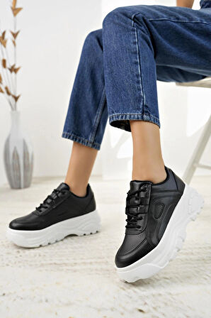 Nesil Shoes Neyna 190 Siyah Beyaz Kadın Sneakers