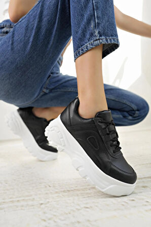 Nesil Shoes Neyna 190 Siyah Beyaz Kadın Sneakers