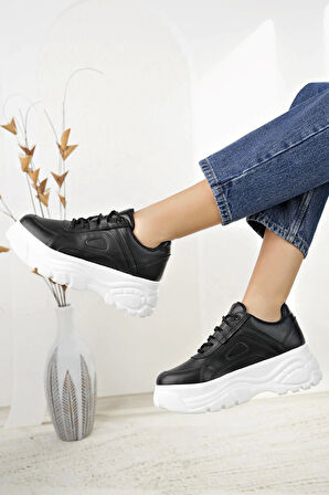 Nesil Shoes Neyna 190 Siyah Beyaz Kadın Sneakers