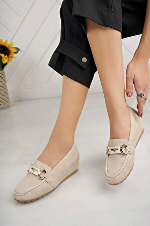 Nesil Shoes Neyna Gd01 Bej Gizli Topuk Kadın Ayakkabı