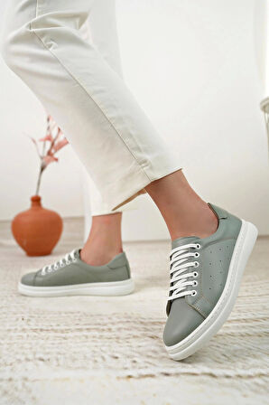 Nesil Shoes Syg P55 Yeşil Hakiki Deri Kadın Ayakkabı