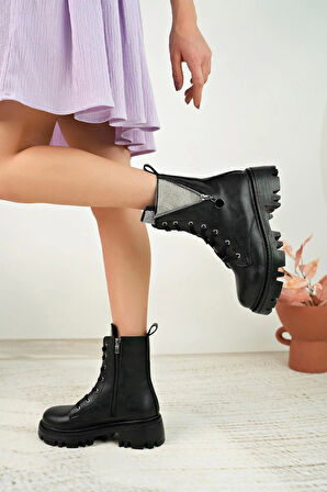 Nesil Shoes İfs 308 Siyah Taşlı Kadın Bot