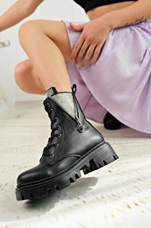 Nesil Shoes İfs 308 Siyah Taşlı Kadın Bot