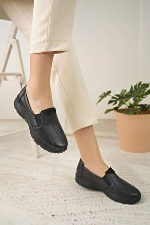 Mariotto 033 Siyah Hakiki Deri Anatomik Kadın Şeker Ayakkabısı