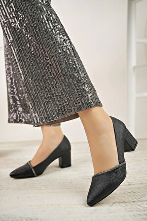 Nesil Shoes Bln 414-2 Siyah Kalın Topuk Kadın Stiletto