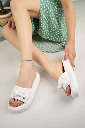 Nesil Shoes Dvm 650 Beyaz Masaj Tabanlı Kadın Terlik