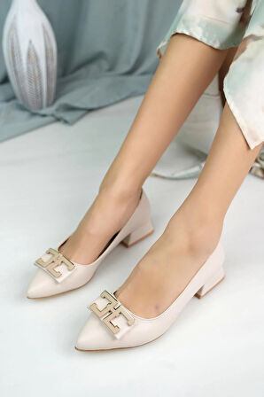 Nesil Shoes Desca 026 Ten Tokalı Kadın Babet