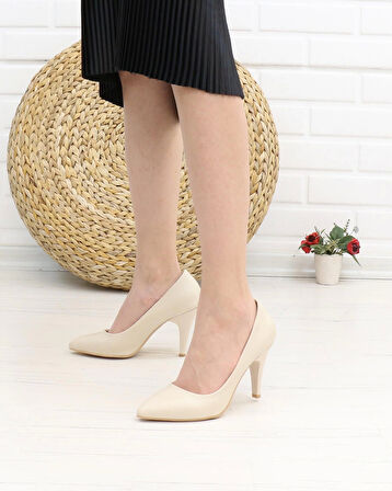 Nesil Shoes Bln 501 Ten Cilt İnce Topuk Kadın Stiletto