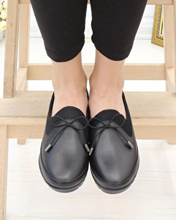 Capella Olga-3 Siyah Hakiki Deri Günlük Kadın Ayakkabı