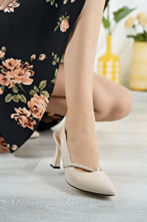 Nesil Shoes Tam 501 Ten Taşlı Topuklu Kadın Sandalet