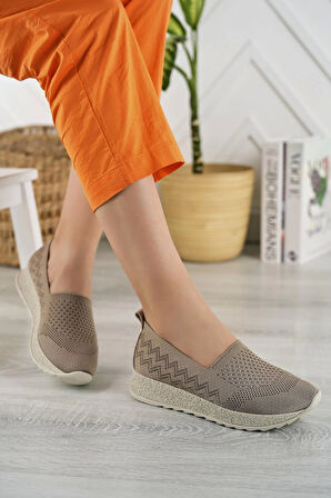 Nesil shoes Aky 055 Vizon Triko Yazlık Kadın Ayakkabı