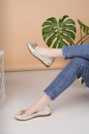 Mammamia D25YA 525 Dore Hakiki Deri Kadın Babet