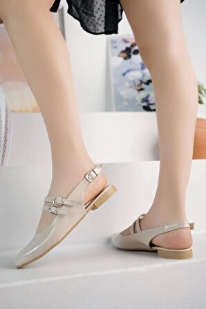 Nesil Shoes Swell 1601 Ten Rugan Tokalı Kadın Düz Sandalet