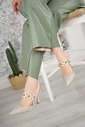Nesil Shoes Fls 660 Ten Hasır 9cm Topuklu Kadın Sandalet