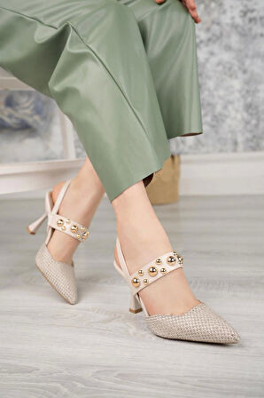Nesil Shoes Fls 660 Ten Hasır 9cm Topuklu Kadın Sandalet