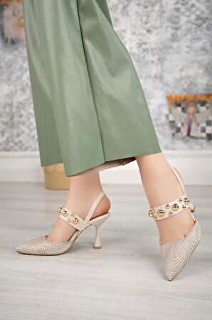 Nesil Shoes Fls 660 Ten Hasır 9cm Topuklu Kadın Sandalet
