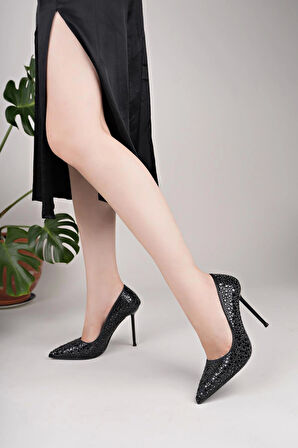 Nesil Shoes Hkm 608 Siyah Kalem Topuk Kadın Stiletto