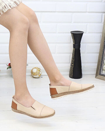 Nesil Shoes Syg P41 Bej Hakiki Deri Kadın Ayakkabı