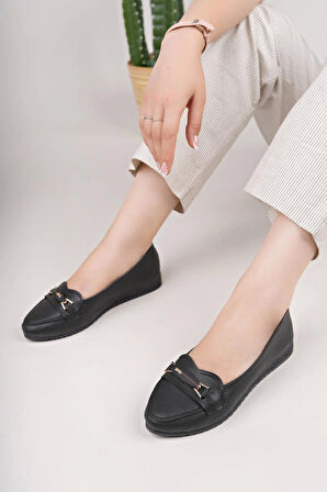 Nesil Shoes Mhd 62 Siyah Taşlı Günlük Kadın Babet