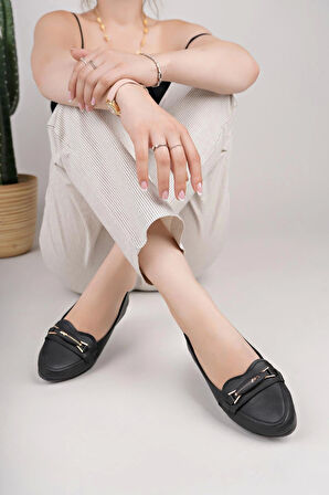 Nesil Shoes Mhd 62 Siyah Taşlı Günlük Kadın Babet