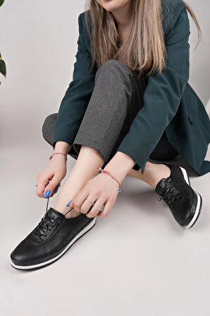 Nesil Shoes Sdf 701-3 Siyah İçi Deri Günlük Kadın Ayakkabı