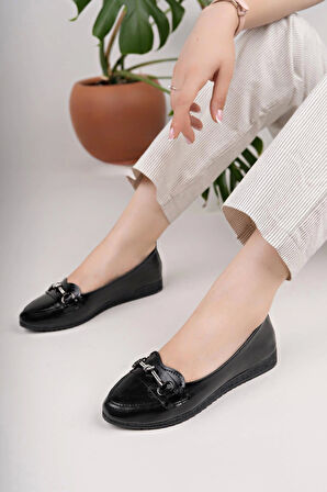 Nesil Shoes Mhd 66 Siyah Taşlı Günlük Kadın Babet