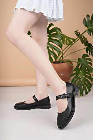 Nesil Shoes Süha 250 Siyah Tokalı Günlük Kadın Babet