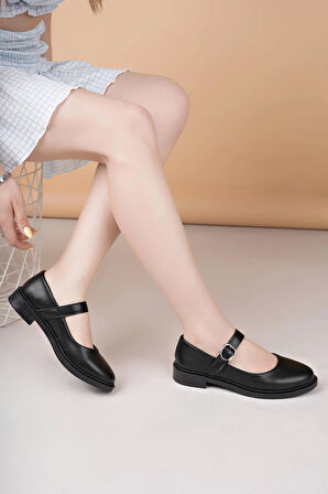 Nesil Shoes Süha 250 Siyah Tokalı Günlük Kadın Babet