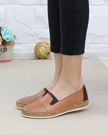 Nesil Shoes Syg P37 Taba Hakiki Deri Yumuşak Kadın Ayakkabı