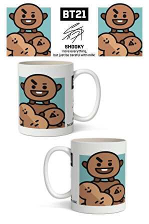 BT21 Shooky Temalı Beyaz Kupa Bardak Sevgiliye Arkadaşa Hediye