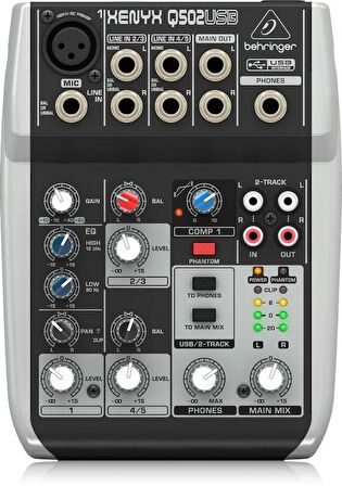 XENYX Mic Preamp ve Kompresör, İngiliz EQ ve USB/Ses Arabirimi ile Premium 5 Girişli 2 Bus Mikser