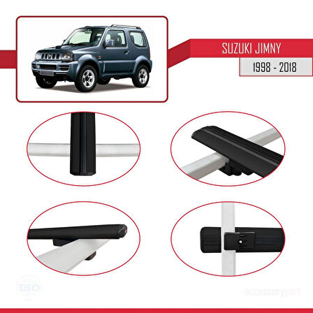 Suzuki Jimny 3 1998-2018 Arası ile Uyumlu BASIC Model Ara Atkı Tavan Barı Siyah 2 Adet